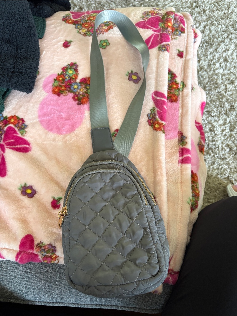 Quilted Crossbody Sling Bag in grey